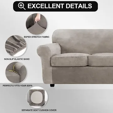 FestiCorp Velvet Sofa Slipcover for 3 Cushion Couch