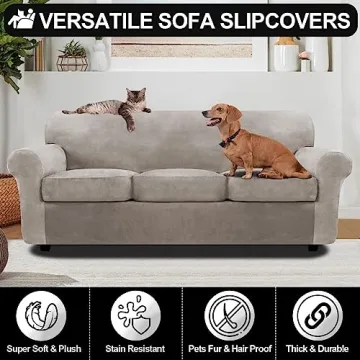FestiCorp Velvet Sofa Slipcover for 3 Cushion Couch