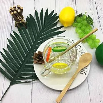 Eco-Friendly Bamboo Flatware Set - 7 Piece Portable Utensils - Knife, Fork, Spoon, Straws & Chopsticks