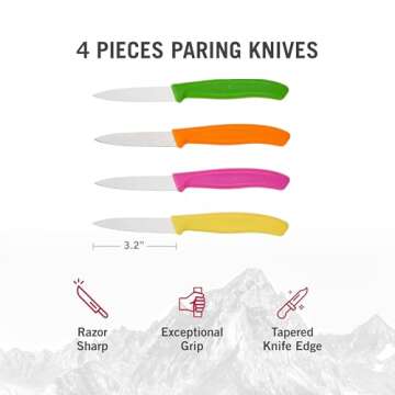 Victorinox Swiss Classic 4 Piece blade 3.2 Inch Paring Knife Set - Pointed Straight Edge