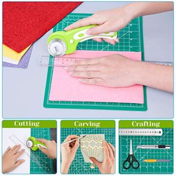 Rotary Cutter Set, Audab Self Healing Sewing Mats Rotary Cutter and Mat 45mm Rotary Fabric Cutter Se...