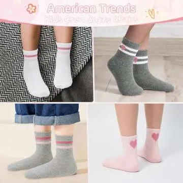 American Trends Kids Retro Crew Socks 4 Pairs Age 4-12