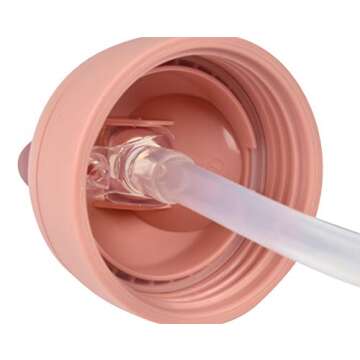 Beaba Straw Sippy Cup, Toddler Baby Straw Cup with Removable Handles, Leak and Spill Proof, BPA Phthalate Free, 8+ months, 10 oz, (Rose)