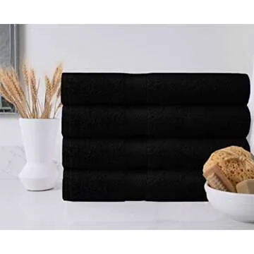 COTTON CRAFT Simplicity Bath Towels Set -7 Pack- 27x52-100% Cotton Bath Towel - Lightweight Absorbent Soft Easy Care Quick Dry Everyday Luxury Hotel Spa Gym Shower Beach Pool Camp Travel Dorm - Black