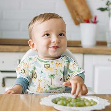 Baby Noah 3 Pcs Short Sleeved Bib - Baby and Toddler Smock Bibs for Boys and Girls - Waterproof Bib ...