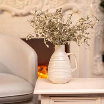 Valery Madelyn 6 Pcs Gold Leaves Stems for Christmas Tree, Gold Glitter Christmas Picks with Artificial Branches for Christmas Wreath Garland Flower Vase Filler Decorations and Home Decor, 12inch