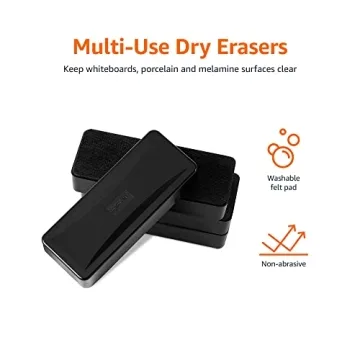 Amazon Basics Whiteboard Erasers 4-Pack Durable Washable