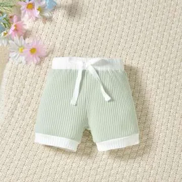 HINTINA Newborn Unisex Gender Neutral Baby Boys Girls Shorts Coming Home Outfits Ribbed Nb Short Sleeve Clothes Set Summer Clothing Green