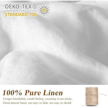 Simple&Opulence 100% Linen Duvet Cover Set, 3 PCS Natural French Flax White Duvet Cover Queen Size, Breathable Soft Comfy Linen Bedding Comforter Cover with 2 Pillowcases(White, 88"x92")