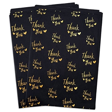 MR FIVE 50 Sheets Gold Thank You Tissue Paper Bulk,20" x 14",Thank You Tissue Paper for Packaging,Gi...