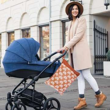 2 Pack Wet Dry Bags for Baby Diapers&Breast Pump Parts, Waterproof Reusable Wet Bag with Two Zipper ...