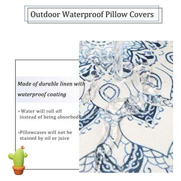 famibay Waterproof Boho Outdoor Pillow Covers Set of 4