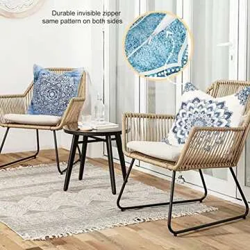 famibay Waterproof Boho Outdoor Pillow Covers Set of 4