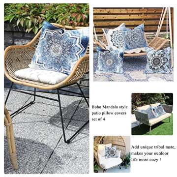 famibay Waterproof Boho Outdoor Pillow Covers Set of 4
