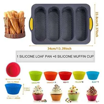 MUJUZE French Bread Baking Pan,Bread Making Accessories,Silicone Bread Pans for Baking with 6 Muffin...