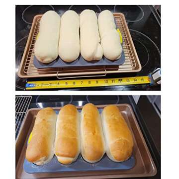 MUJUZE French Bread Baking Pan,Bread Making Accessories,Silicone Bread Pans for Baking with 6 Muffin Cups, Loaf Pan Nonstick & Heat Resistant Silicone Baguette Pan, Sub Roll Baking Pan,Hoagie Roll Pan
