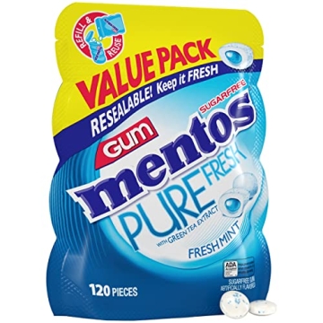 Mentos Pure Fresh Sugar-Free Gum with Xylitol - Fresh Mint, 120 Pieces