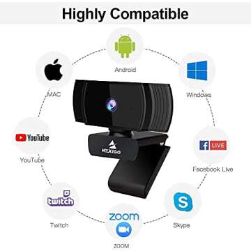 NexiGo N930AF Webcam with Microphone for Desktop, Autofocus, Webcam for Laptop, Computer Camera, 1080p HD USB Web Camera, Compatible with Zoom/Skype/Teams/Webex