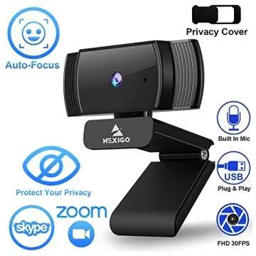 NexiGo N930AF 1080p Webcam with Microphone for Video Calls