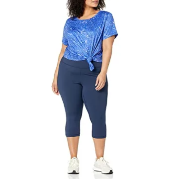 Amazon Essentials Women's Active Sculpt Workout Athleisure High Rise Capri Leggings (Available in Plus Size), Navy, Small