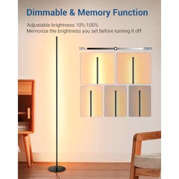 DEWENWILS LED Corner Floor Lamp, 57.5" Minimalist Dimmable Light, Standing Tall Lamp for Living Room...