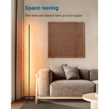 DEWENWILS LED Corner Floor Lamp, 57.5" Minimalist Dimmable Light, Standing Tall Lamp for Living Room, Bedroom, Office, 3000K Warm White Light (Black)