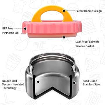 MAISON HUIS 8oz Soup Thermo Wide Mouth Vacuum Insulated Food Jar for Hot&Cold Food, Leak Proof Stain...