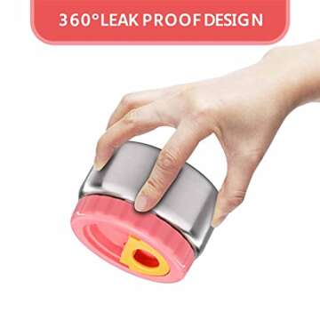 MAISON HUIS 8oz Soup Thermo Wide Mouth Vacuum Insulated Food Jar for Hot&Cold Food, Leak Proof Stainless Steel Kids Lunch Container for School Travel(Pink)