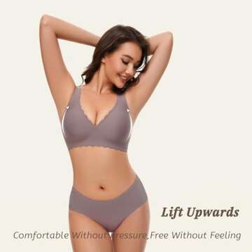 Quttlzze Deep V Petal Bras for Women No Underwire Soft Wireless Bras Comfort Seamless Bralettes with...