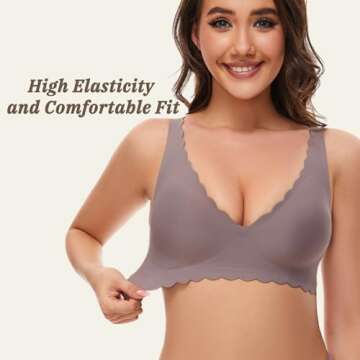 Quttlzze Deep V Petal Bras for Women No Underwire Soft Wireless Bras Comfort Seamless Bralettes with Extender
