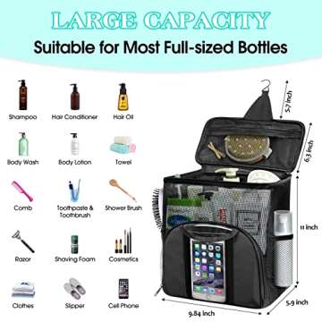 Attmu Portable Shower Caddy College Tote Bag, Quick Dry Hanging Toiletry Bag, Large Capacity Mesh Sh...