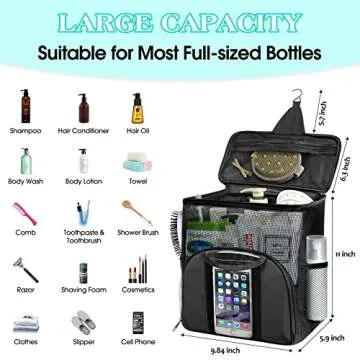 Attmu Portable Shower Caddy College Tote Bag, Quick Dry Hanging Toiletry Bag, Large Capacity Mesh Sh...