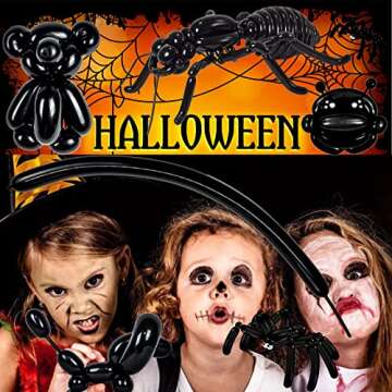 260 Long Balloons 100 Pack Black Twisting Animal Balloons Thickening Latex Modeling Long Magic Balloons for Animal Model Halloween Weddings Birthdays Festival Party Decorations (black)