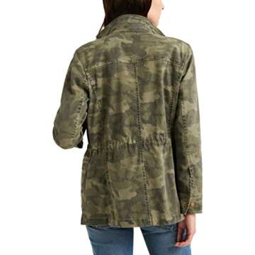 Lucky Brand womens Long Sleeve Button Up Camo Printed Utility Jacket, Green Multi, Large US