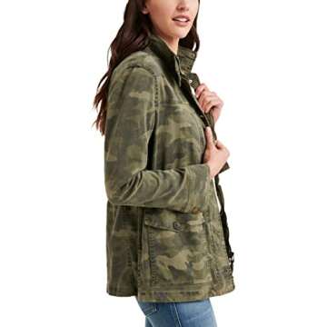 Lucky Brand womens Long Sleeve Button Up Camo Printed Utility Jacket, Green Multi, Large US