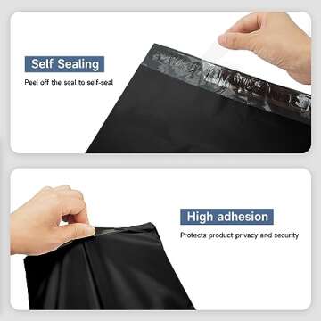 KKBESTPACK 100 Large Poly Mailers 10x13 Shipping Bags for Small Business – Self Sealing Package Envelopes (10 x 13 Pack of 100, Black)