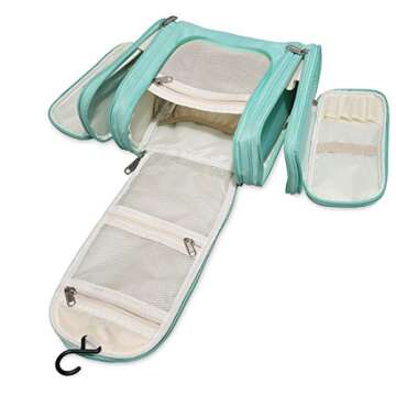 tuowan Hanging Travel Toiletry Bag for Women Girls, Travel Cosmetic Makeup Kit Organizer for Toiletries Accessories Large (Green)