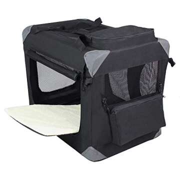 EliteField 3-Door Folding Soft Dog Crate with Carrying Bag and Fleece Bed (2 Year Warranty), Indoor ...