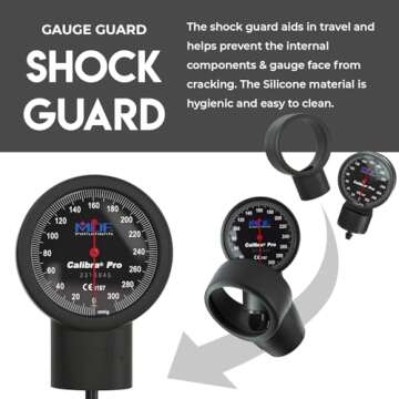 MDF Instruments, Extra Large Gauge Calibra Pro Aneroid Sphygmomanometer with Shock Guard & Adult Sized Cuff Included, Lifetime Calibration, Black Dial, Black Cuff, MDF808B11