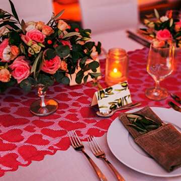 Boao Valentine Heart Lace Table Runner for Romantic Settings