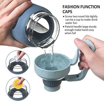 MUKOKO 42oz Glass Water Bottle with Straw, Motivational Water Bottle with Silicone Sleeves and Handle,Leakproof BPA Free Wide Mouth Water Jug for Gym,Working,Outdoor,Pink