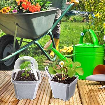 42 Pack 4 Inch Clear Plant Nursery Pot Sets with Humidity Dome and Drain Holes Include 20 Plastic Gardening Pot 20 Labels, 2 Marker Pen Seed Starting Container for Seedlings Vegetables Succulents