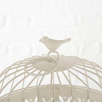 Farmers Market White Wire Bird Cages, Set of 2, Decorative, Table Top Centerpieces, for Florals, Candles and More, Metal, Handmade, Rustic Vintage Style, 11.75 and 15 Inches Tall