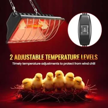 Doright Chicken Coop Heater,Dimmable Brooder Heat Lamp with 175w Infrared Heating Bulb,Brooder Heating Plate with Hanging, Waterproof Poultry Coop Heater for Chicks,Ducks,Puppies Whelping Box(US Plug)
