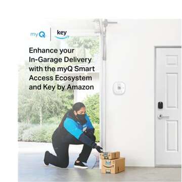 Chamberlain Smart Garage Hub, myQ Smart Garage Camera & Yale | LiftMaster Smart Touchscreen Deadbolt (Satin Nickel) - Bundle, Works with Key by Amazon in-Garage Delivery