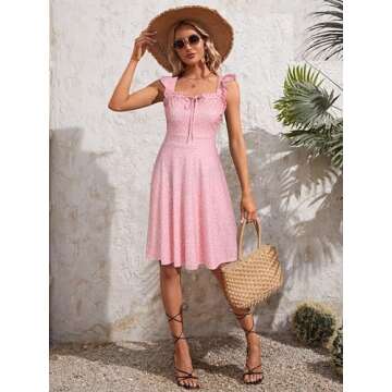 HUHOT Graduation Dresses for Women 2025 Sunflower Dress for Beach Vacation Spring Summer Easter Casual Wedding Guest Midi Sleeveless Graduation Dresses for Teen Women 2025