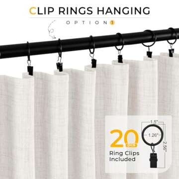 INOVADAY 100% Blackout Curtains for Bedroom, Black Out Curtains 63 Inch Long, Clip Rings Linen Blackout Drapes, Thermal Insulated Room Darkening for Living Room, 2 Panels - Beige,W50xL63