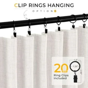 INOVADAY 100% Blackout Curtains for Bedroom, Black Out Curtains 63 Inch Long, Clip Rings Linen Blackout Drapes, Thermal Insulated Room Darkening for Living Room, 2 Panels - Beige,W50xL63
