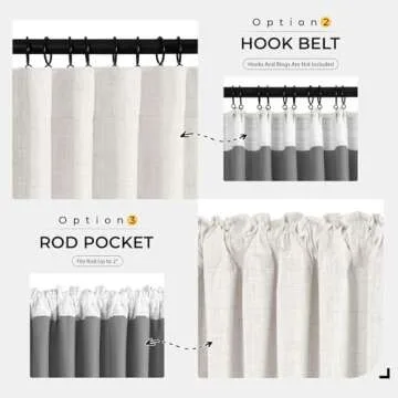 INOVADAY 100% Blackout Curtains for Bedroom, Black Out Curtains 63 Inch Long, Clip Rings Linen Blackout Drapes, Thermal Insulated Room Darkening for Living Room, 2 Panels - Beige,W50xL63