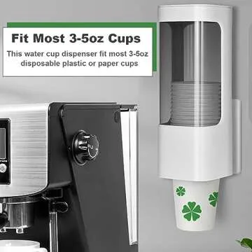IWNTWY Cup Dispenser, Pull Type Water Cooler Cup Holder Fit 3oz-5oz Small Cups, Wall Mount Bathroom Disposable Mouthwash Cups Dispenser with Paste for Home Office Hospital (White)